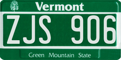 VT license plate ZJS906