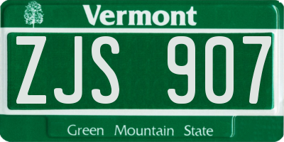 VT license plate ZJS907