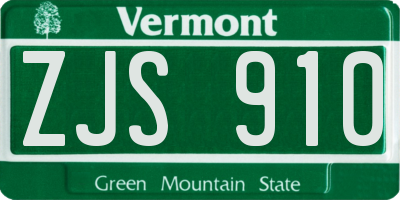 VT license plate ZJS910