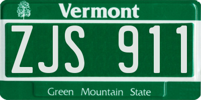 VT license plate ZJS911