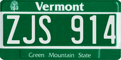 VT license plate ZJS914