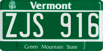 VT license plate ZJS916