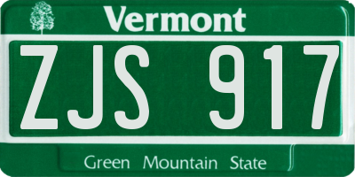 VT license plate ZJS917