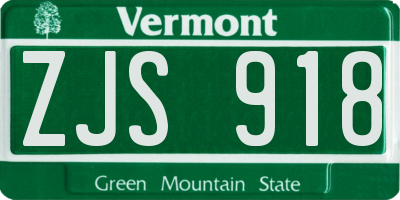 VT license plate ZJS918