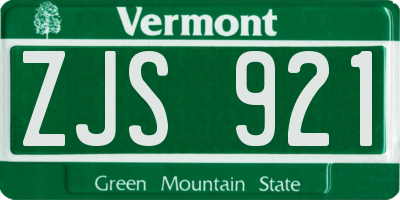 VT license plate ZJS921