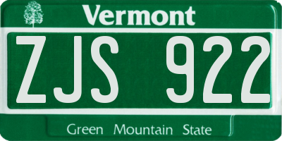 VT license plate ZJS922
