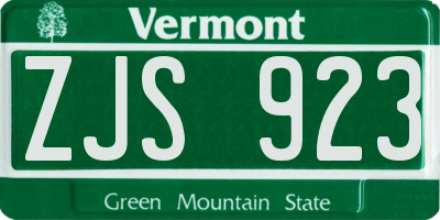 VT license plate ZJS923