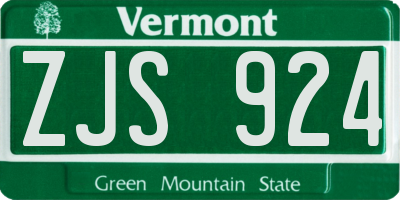 VT license plate ZJS924