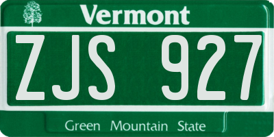 VT license plate ZJS927