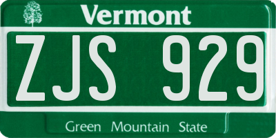 VT license plate ZJS929
