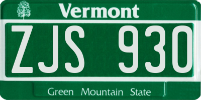 VT license plate ZJS930