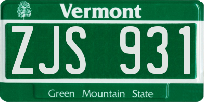 VT license plate ZJS931