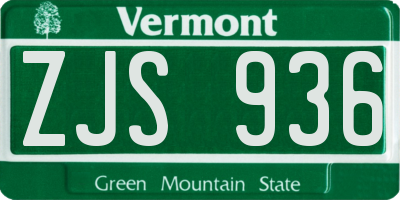 VT license plate ZJS936