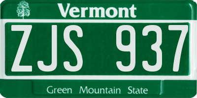 VT license plate ZJS937
