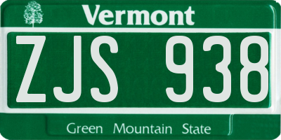 VT license plate ZJS938
