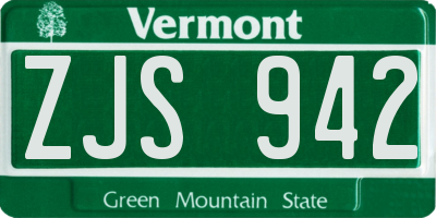 VT license plate ZJS942