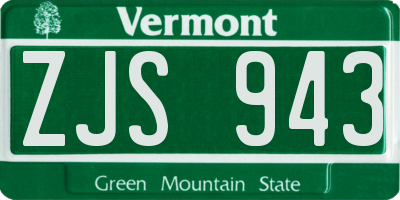 VT license plate ZJS943