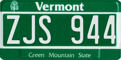 VT license plate ZJS944