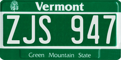 VT license plate ZJS947