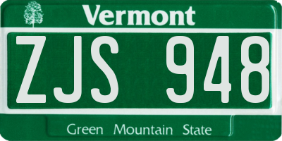 VT license plate ZJS948