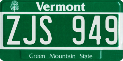 VT license plate ZJS949