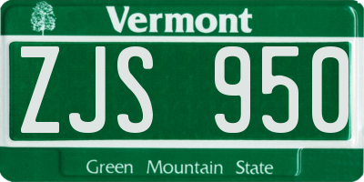VT license plate ZJS950