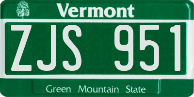 VT license plate ZJS951