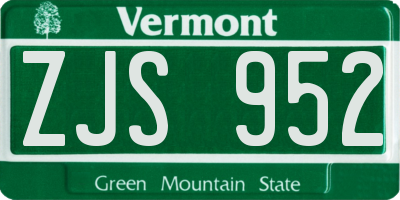 VT license plate ZJS952