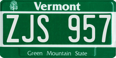 VT license plate ZJS957