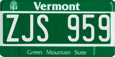 VT license plate ZJS959