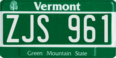 VT license plate ZJS961