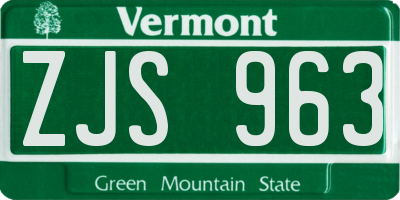 VT license plate ZJS963