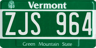 VT license plate ZJS964
