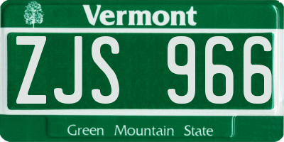 VT license plate ZJS966