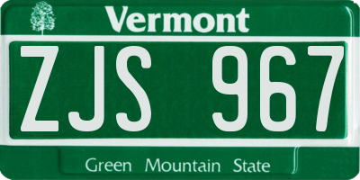 VT license plate ZJS967