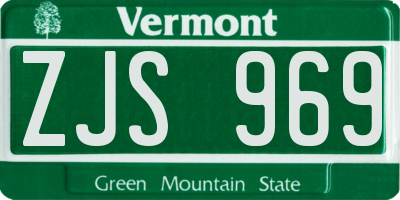 VT license plate ZJS969