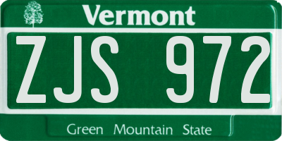 VT license plate ZJS972