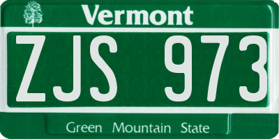 VT license plate ZJS973