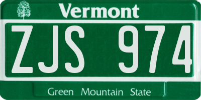 VT license plate ZJS974