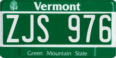 VT license plate ZJS976