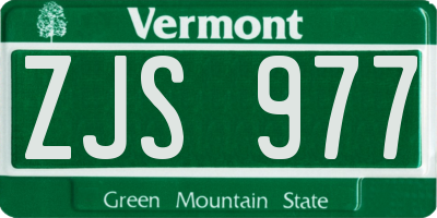 VT license plate ZJS977