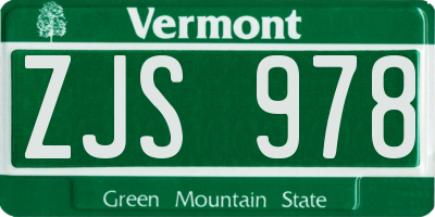 VT license plate ZJS978