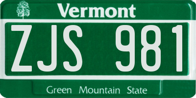 VT license plate ZJS981