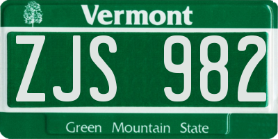 VT license plate ZJS982