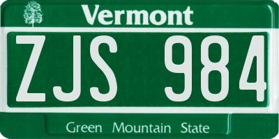 VT license plate ZJS984