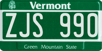 VT license plate ZJS990