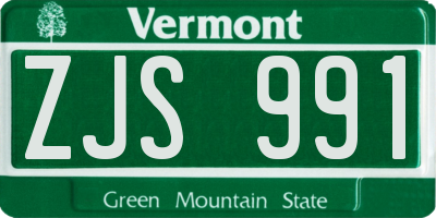 VT license plate ZJS991