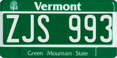 VT license plate ZJS993