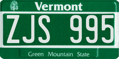 VT license plate ZJS995