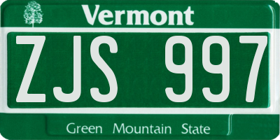 VT license plate ZJS997